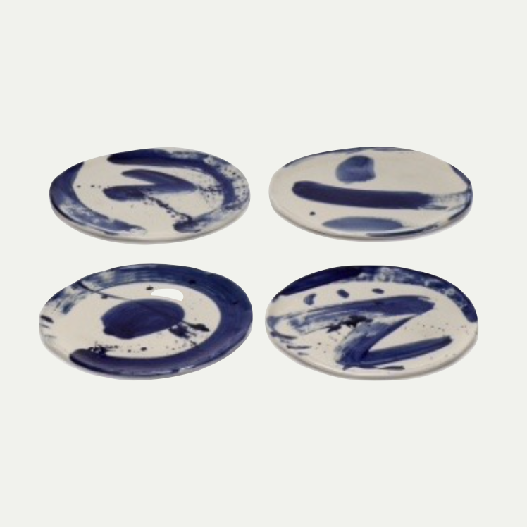 BREAKFAST PLATE ASS | 4 BEIGE BLUE SOPHIA