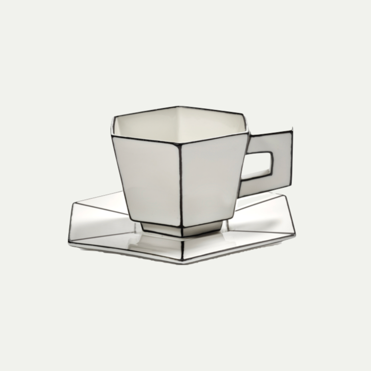 CAPPUCCINO CUP &  SAUCER WHITE | BLACK