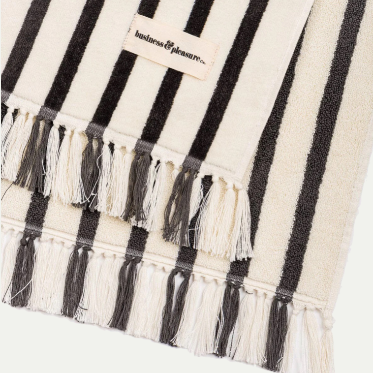 BEACH TOWEL - MONACO BLACK STRIPE