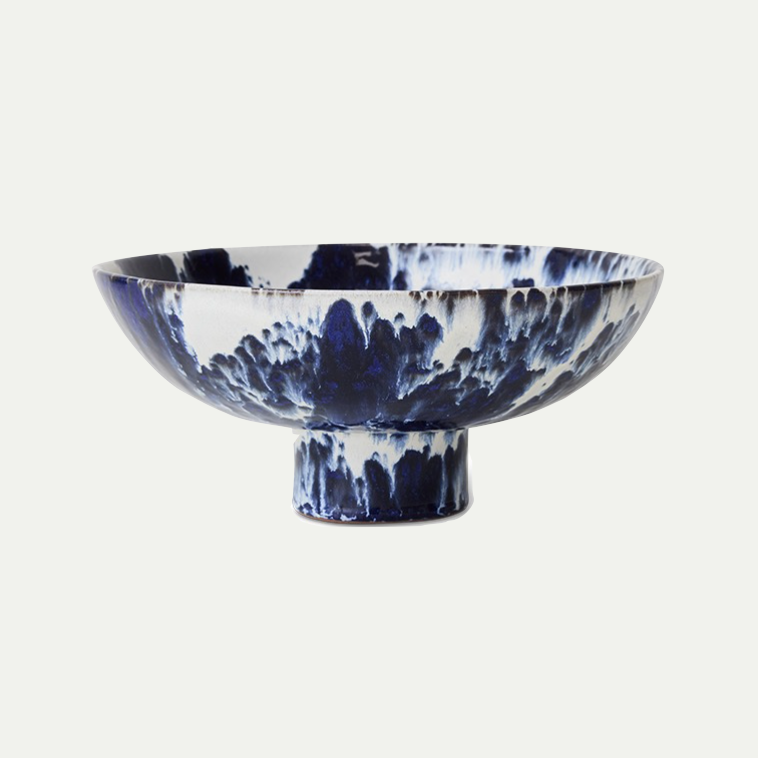 CERAMIC BOWL ON BASE INDIGO