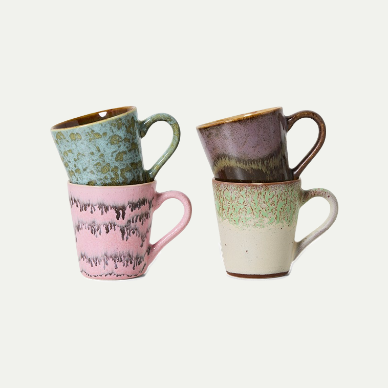 70's CERAMICS: ESPRESSO MUGS  BRUTALISM | SET OF 4