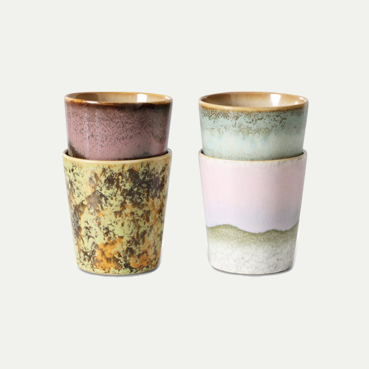 70's  CERAMICS: COFFEE MUGS SERENDIPITY | SET OF 4