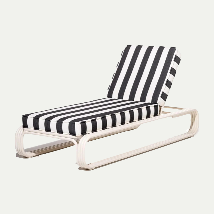 THE CONTINI SUN LOUNGER | ANTIQUE WHITE FRAME | CREW VINTAGE BLACK STRIPE  On Order