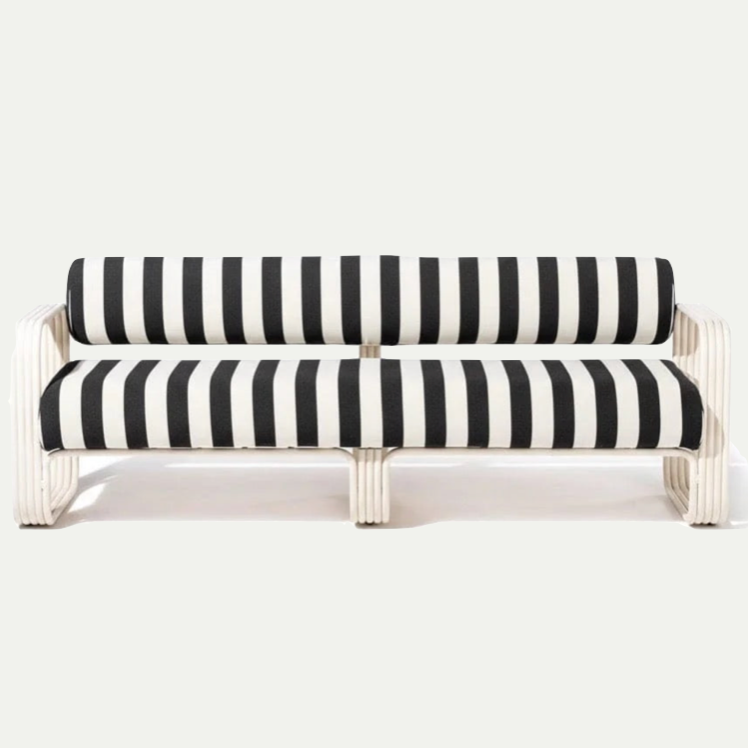 THE CONTINI SOFA | ANTIQUE WHITE FRAME | CREW VINTAGE BLACK STRIPE | On Order
