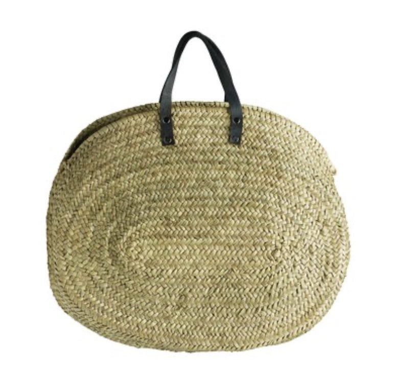 ROUND BASKET | STRAW AND LEATHER |