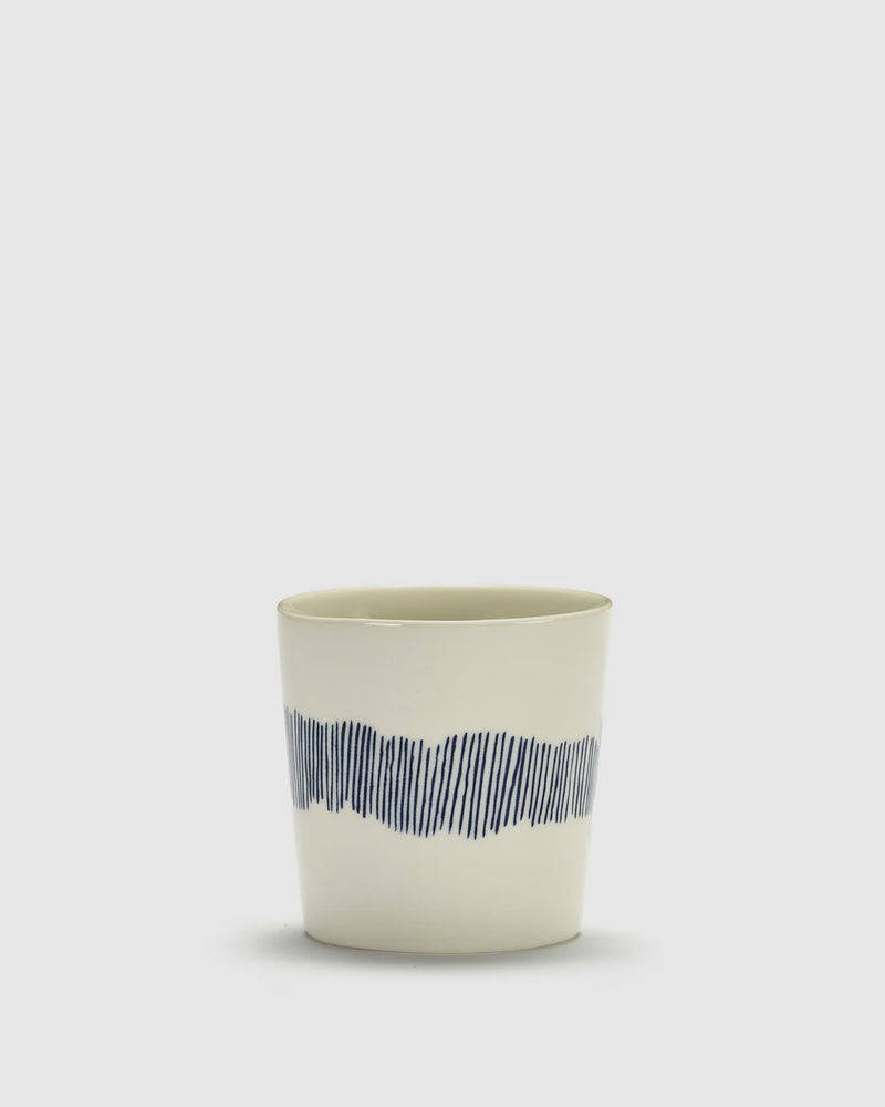 COFFEE CUP  25cl WHITE -  BLUE STRIPES FEAST