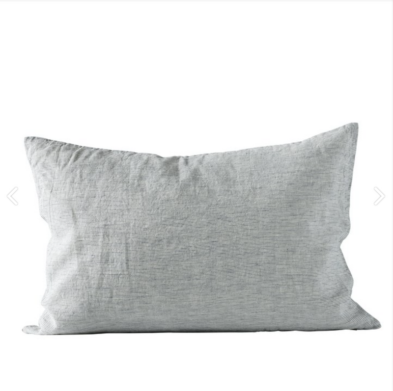 CUSHION LINEN-ECRU/NAVY