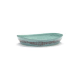SERVING PLATE S AZURE SWIRL-STRIPES RED FEAST
