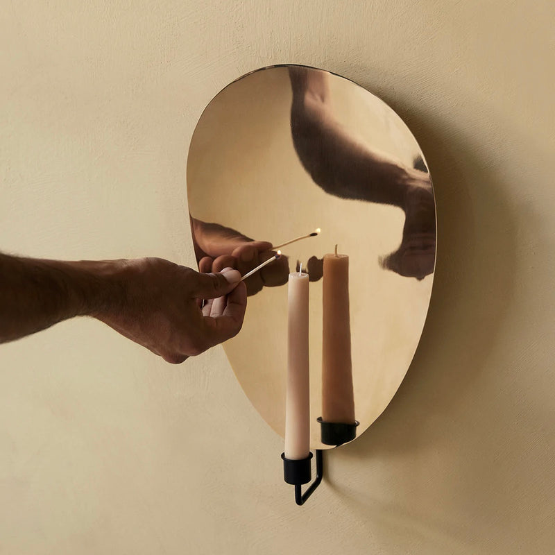 FLAMBEAU WALL CANDLE HOLDER - BLACK / POLISHED BRASS